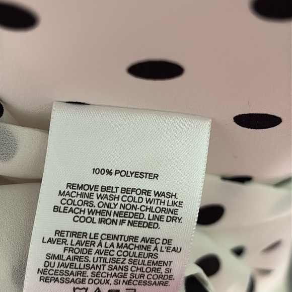 Express Black and White Polka Dot Belted Blouse XS - Picture 7 of 7